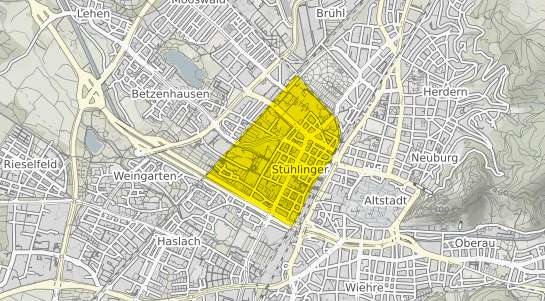 Immobilienpreisekarte Freiburg im Breisgau St&uuml;hlinger